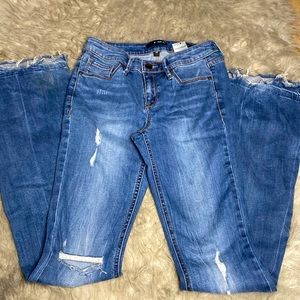 Long Ripped Flare Jeans